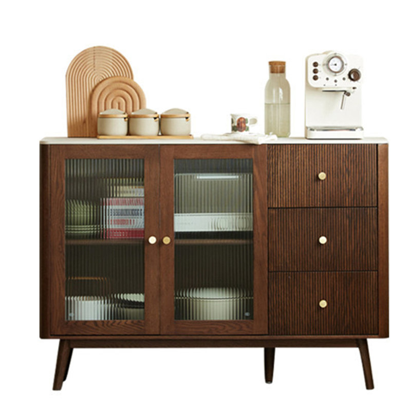 Solid wood rock slab simple storage cabinet, Dark brown, 47.24" H x 33.46" W x 13.78" D