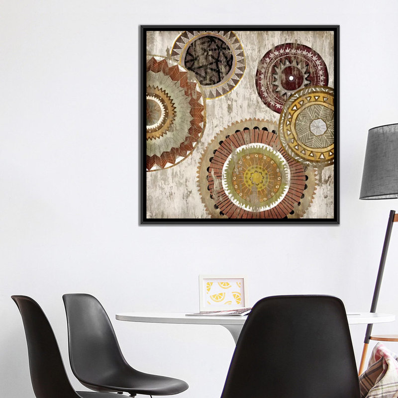 «Native Circle II», impression sur toile, H 18 po x l 18 po x P 1,5 po, Toile encadrée noire, Pas de tapis
