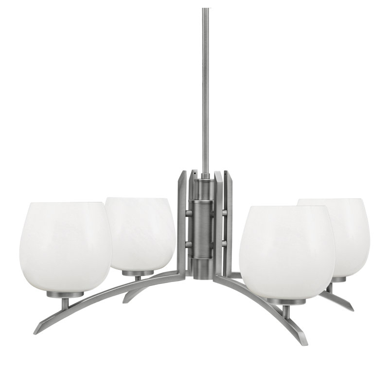 Lustre lumineux en verre marbré blanc 6 po, Graphite, H 58,25 po x l 27,5 po x P 27,5 po, 4
