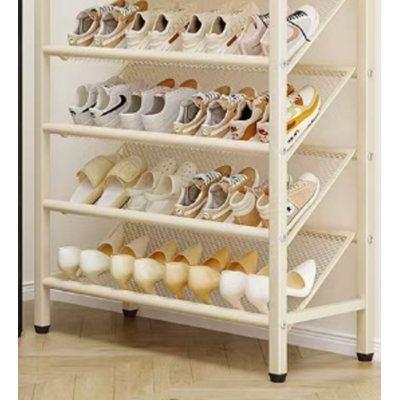 Étagère à chaussures inclinée sans installation, étagère à étagères multicouches, petite armoire à chaussures étroite, étagère de rangement derrière la porte du dortoir, pliante