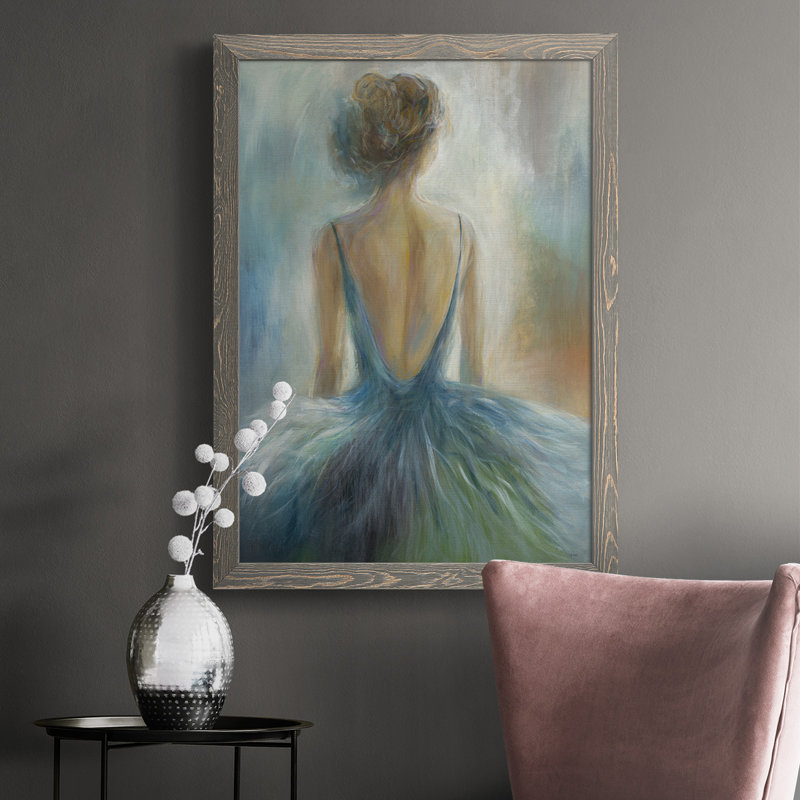 Jarita Lady In Blue, reproduction d'art sur toile, H 43,5 po x l 31,5 po x P 1 po, gris