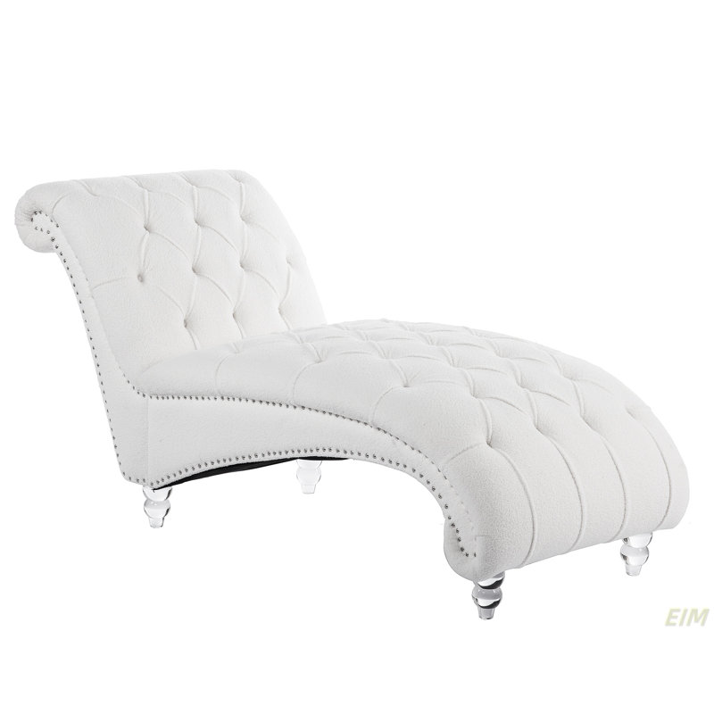 Chaise longue sans accoudoirs touffetée, Clair