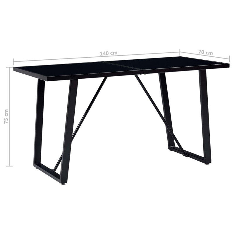 Wingo Dining Table, H100 x W200 x D75cm, Black