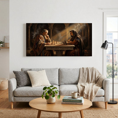 Ensemble de 1 tableau sur toile représentant un jeu d'échecs