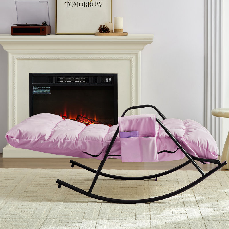 Chaise berçante inclinable réglable avec poche latérale rose, Rose