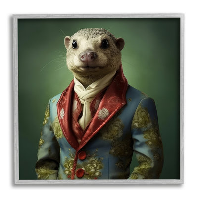 ba-926-Framed Classy Animal Fashion Portrait Single Picture Frame Print on Canvas