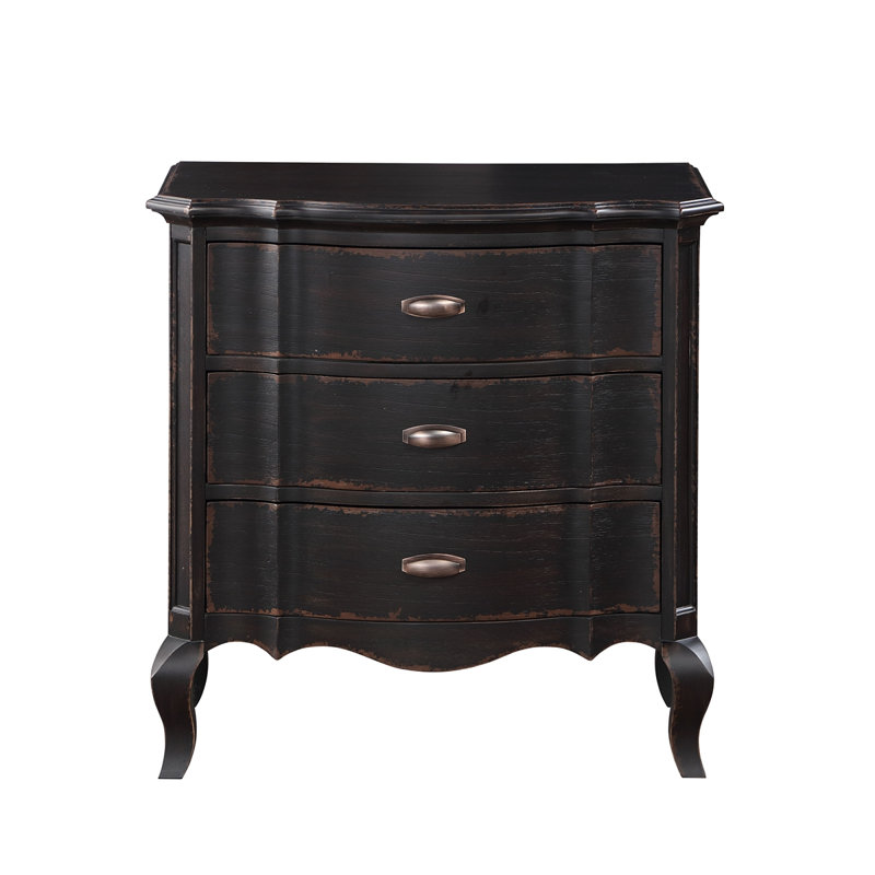Table de chevet 3 tiroirs, Noir antique