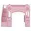 Lit mezzanine de style princesse avec bureau d'étude réglable, escalier de rangement, éclairage à DEL et tablettes décoratives - lit double en bois-1486123573