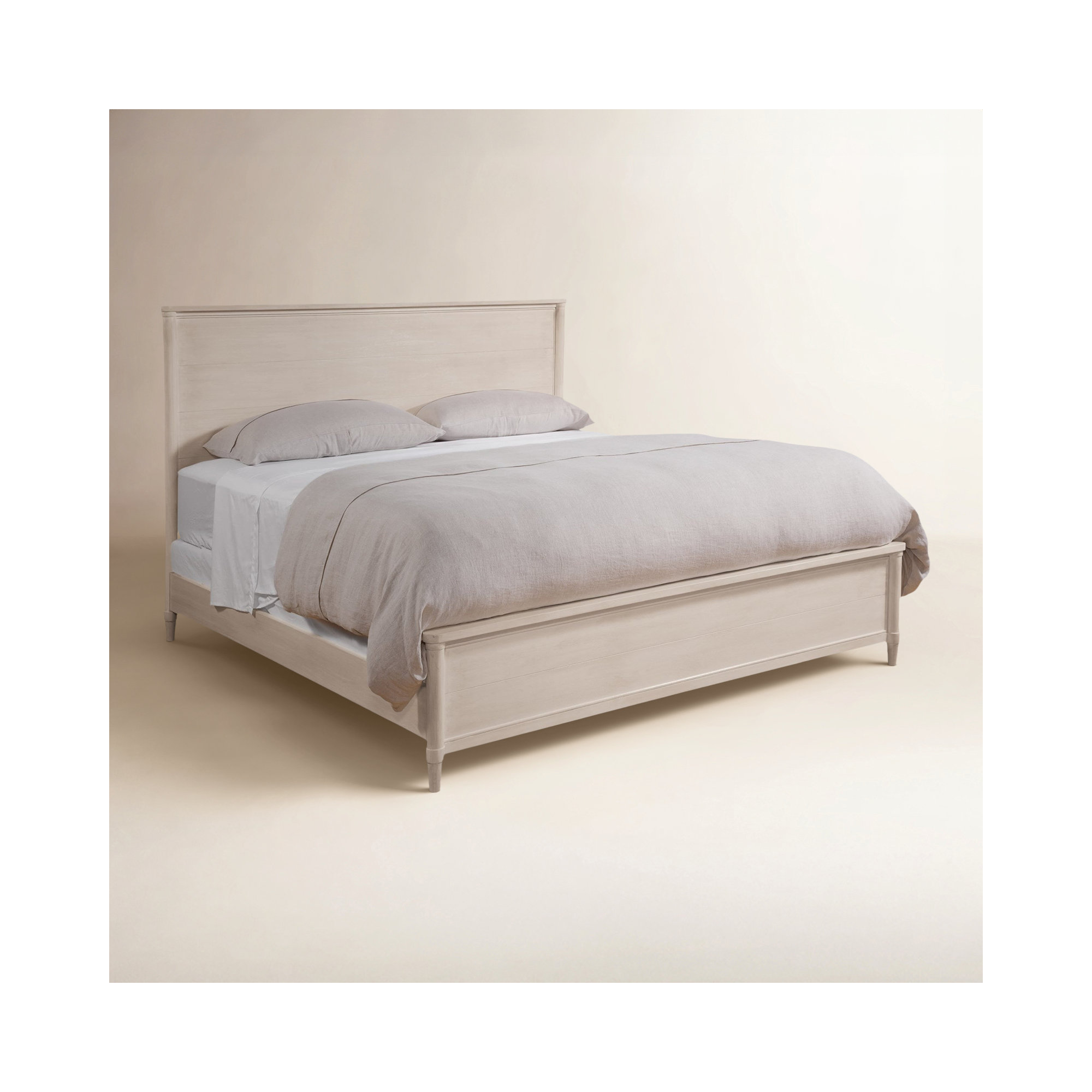Clair Solid Wood Bed, King, Bisque