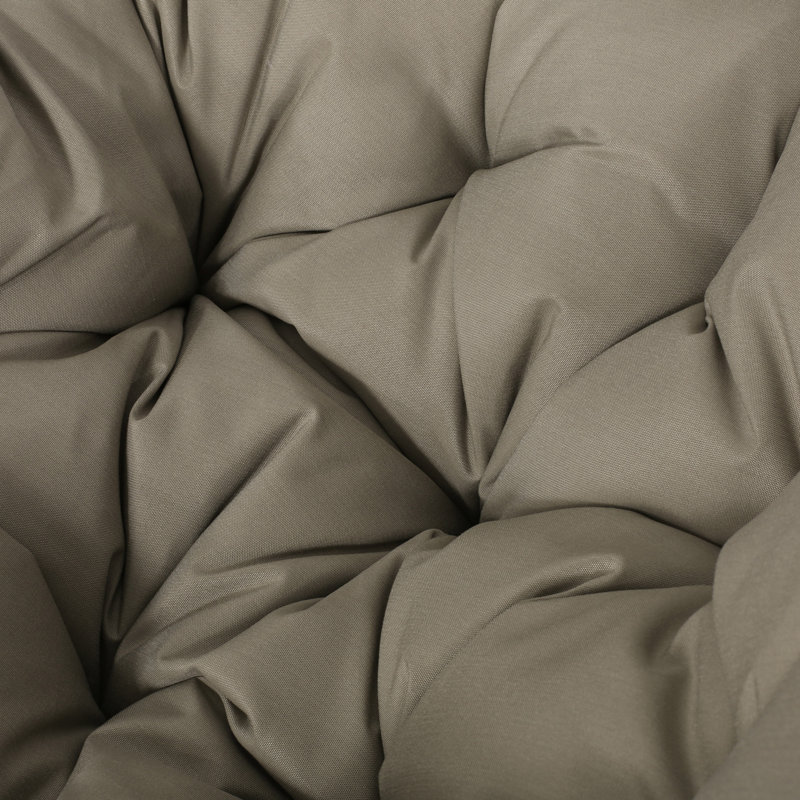 Fauteuil à œufs suspendu en osier avec coussin moelleux, appui-tête, chaîne de 8 pi, Coussin beige / structure brune