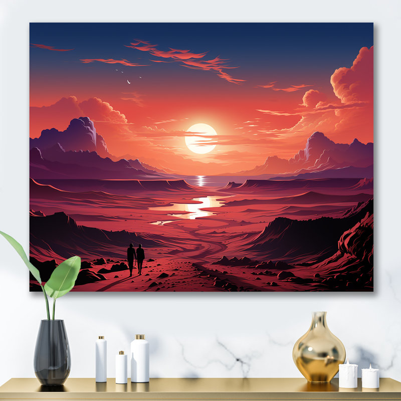 «Man Solitude In Space Desert II» - art mural désert, Toile tendue, H 12 po x l 20 po x P 1 po