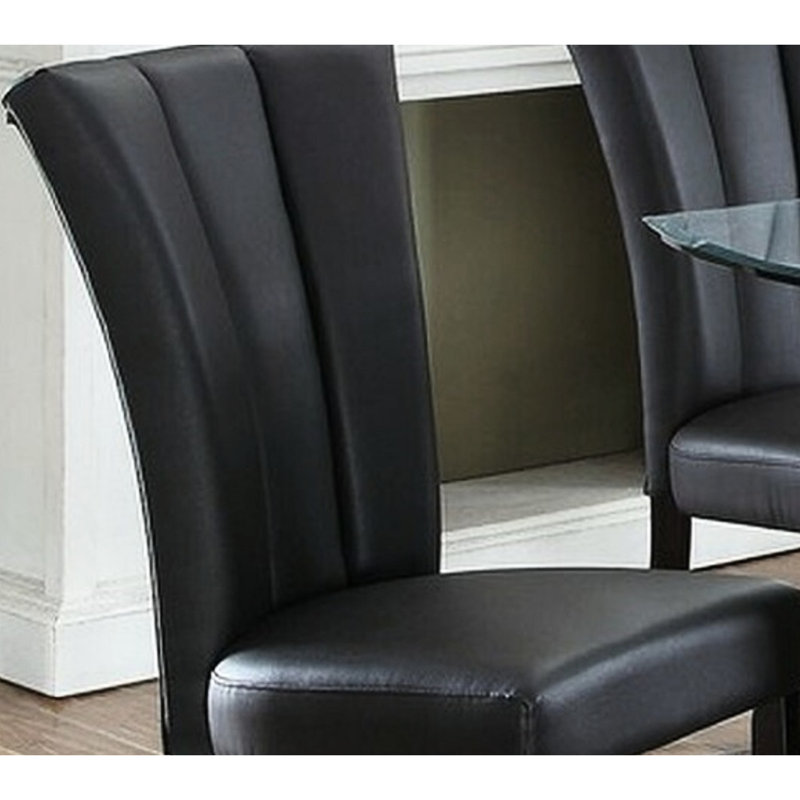 Ensemble de 2 chaises noires en similicuir noir avec dossier à lignes larges