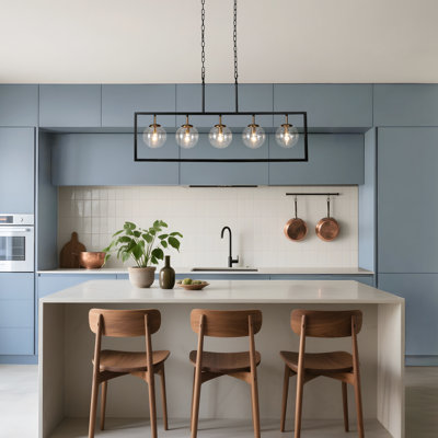 Abinayan 5-Light Dimmable 41.5" Large Kitchen Island Chandelier Globe Glass Shade