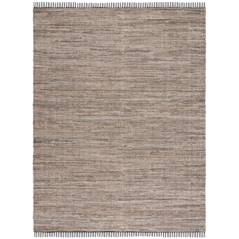 Abiodun Hand Woven Denim/Cotton Rug in Black/Beige, Rectangle 8' x 10'