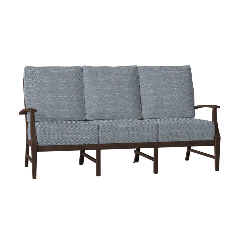 Canapé d'extérieur en fonte Croquet, No Welt + Standard Fill, Chambray Rollo, Acajou