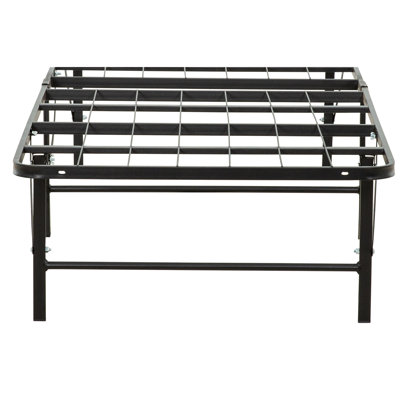 Base de lit plateforme en métal - Base de lit simple pour sommier, noir
