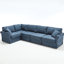 Canapé modulaire convertible de 5 L avec revêtement bleu foncé et coussin de dossier doux, tissu-1317198685