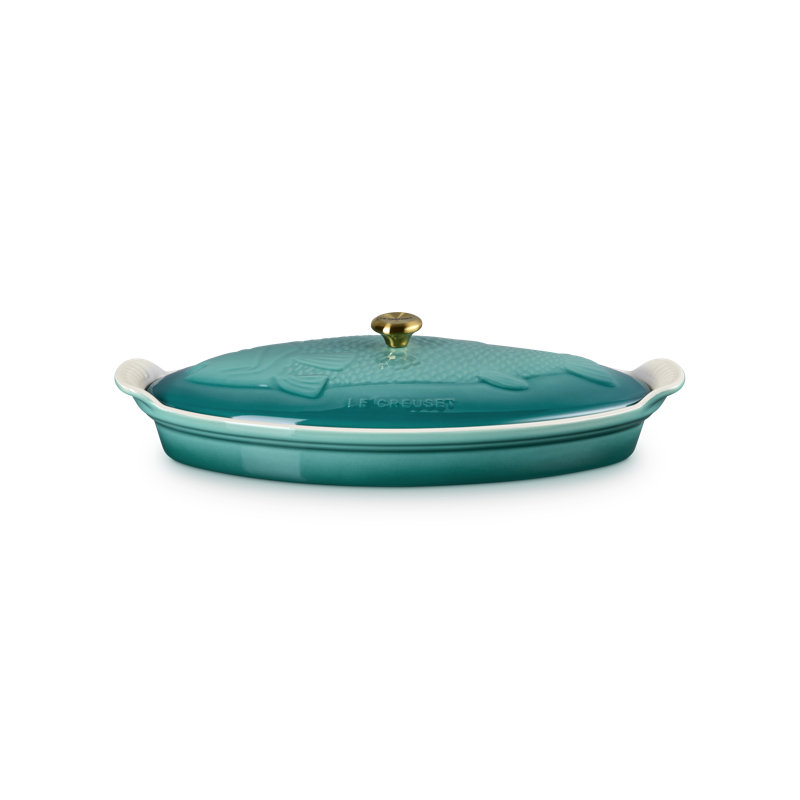 Le Creuset Stoneware Heritage Fish Baker, 1.7 Qt. - Blue Riviera