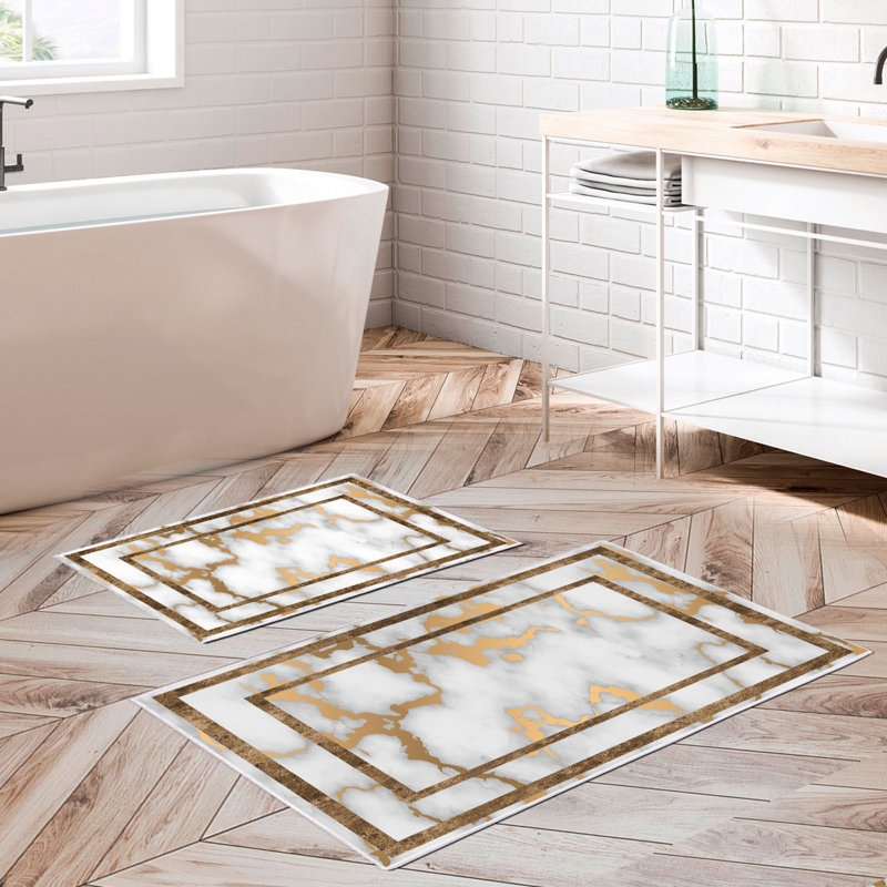 Ensemble de tapis de bain Premium (2 pièces), antibactérien antidérapant, 100% polyester, 19,7 po x 23,6 po et 23,6 po x 39,4 po | 850 g / m² pour un confort ultime | Facile à nettoyer, lavable à la machine à 86 ° F | Parfait pour la sécurité et le style de la salle de bain