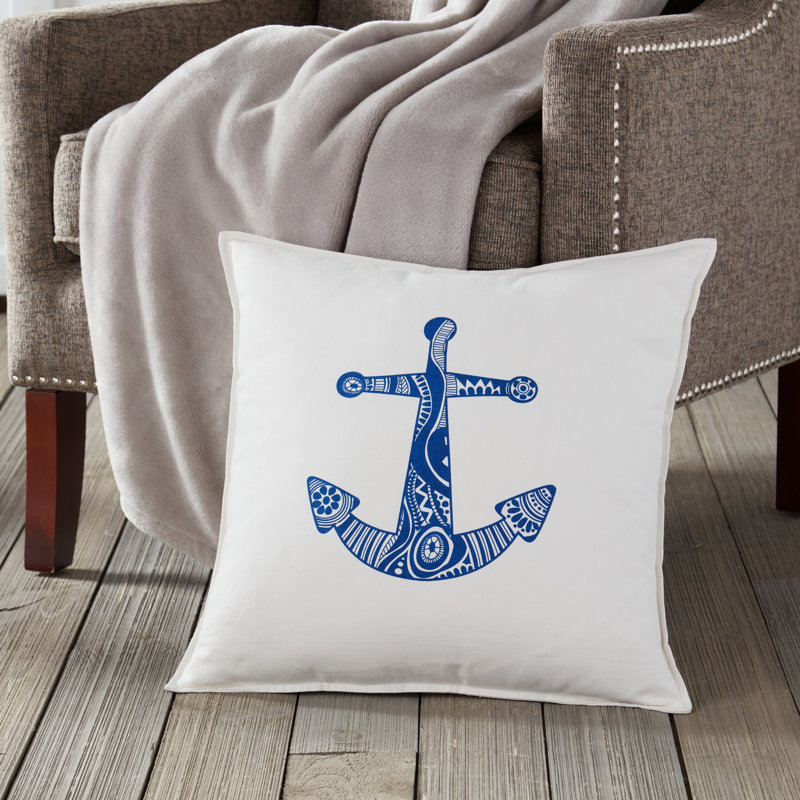  Coussin décoratif en toile de coton Anchor, Bleu