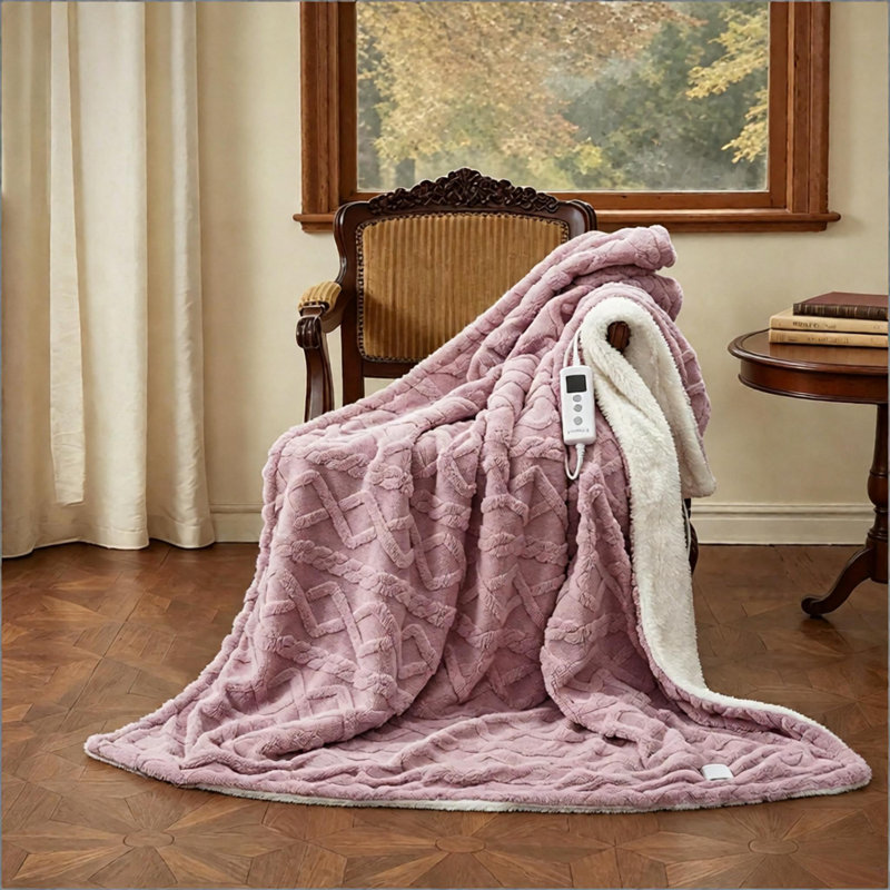 Couverture chauffante en sherpa avec 10 niveaux de chaleur et arrêt automatique réglable, 50*60 inches, Purple