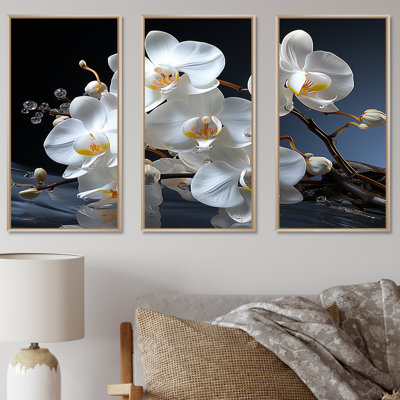 White And Yellow Orchids Petals Of Serenity - Orchids Wall Decor Set