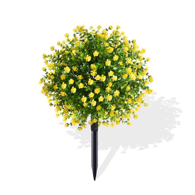 Boule de topiaire artificielle en forme de buis 1PC avec piquets, faux arbres résistants aux rayons UV, plantes, arbustes, verdure pour jardinières, cour, porche, sentier, décoration de bureau