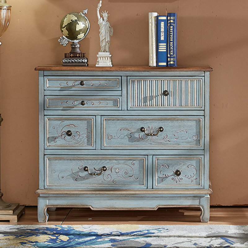 Armoire décorative en bois manufacturé brun et bleu clair