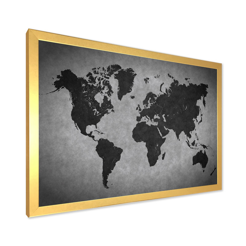 Ancienne carte du monde, reproduction d'art sur toile, H 24 po x l 32 po x P 1 po, Doré