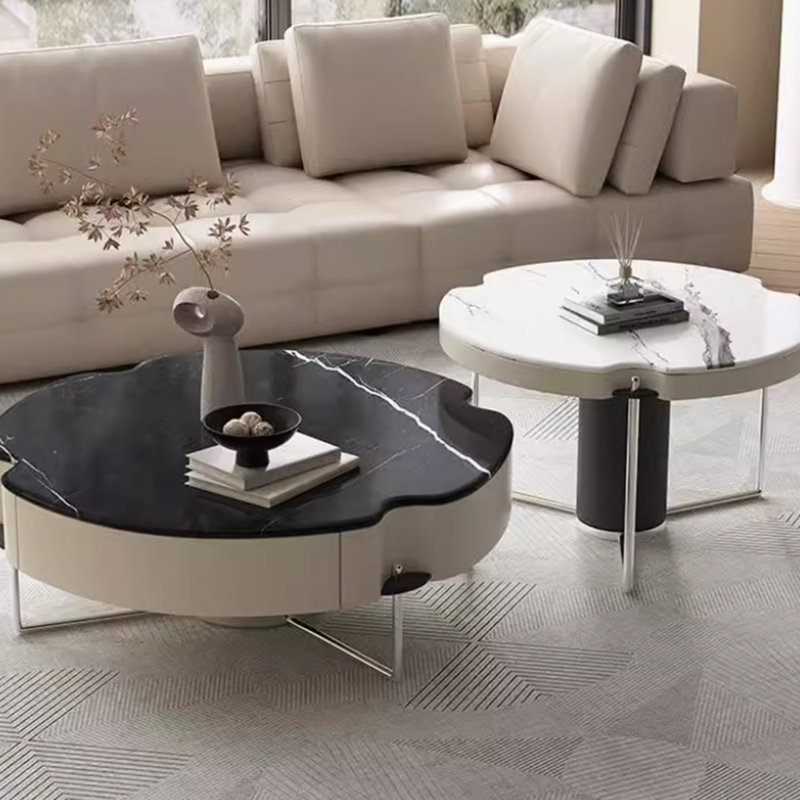 Table basse de luxe Design Sense Light, Argent/Beige
