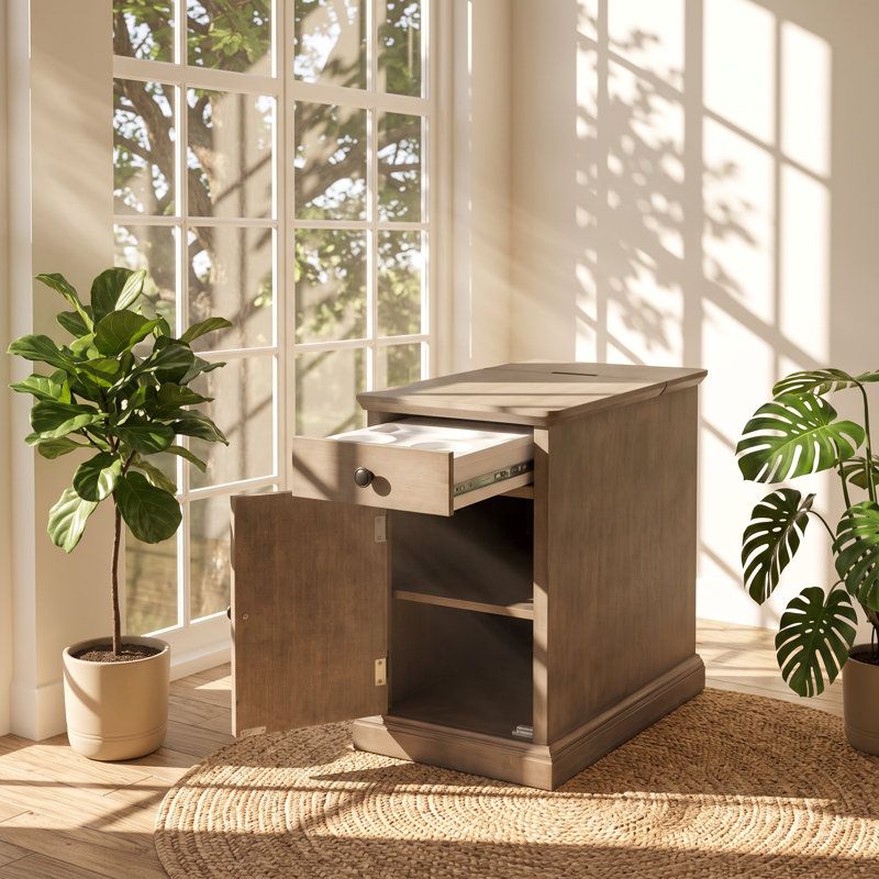 Table de bout à 1 tiroir en bois d'acacia massif l 24,3 po x P 14 po x H 23 po U-Can Classic