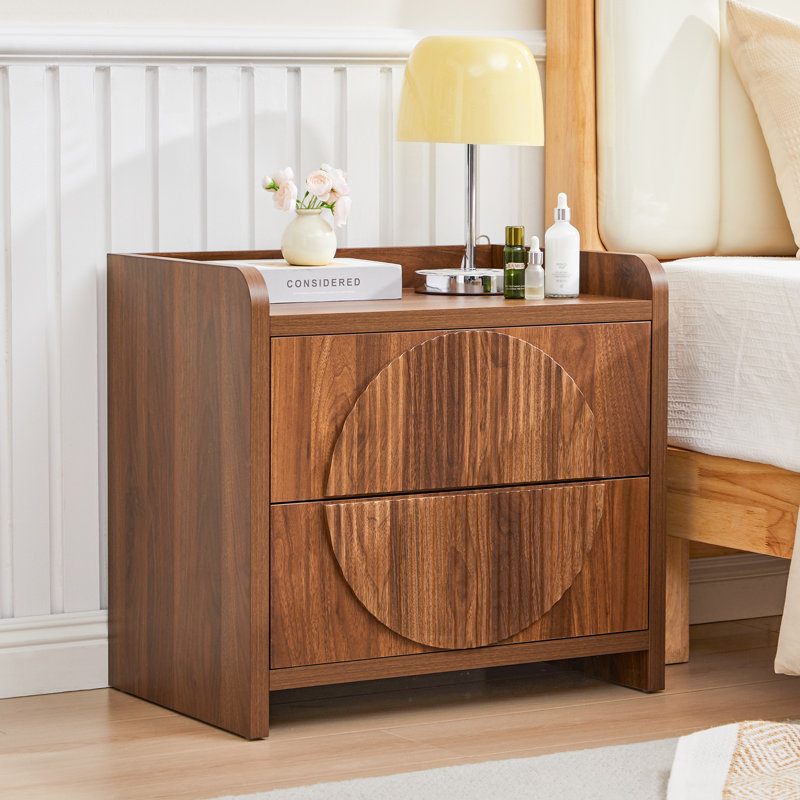 2-Drawer Nightstand (23.6" W), Brown