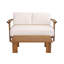 Ensemble de conversation d'extérieur moderne en bois d'acacia à 2 personnes Halenza avec causeuse de patio et table basse Halenza