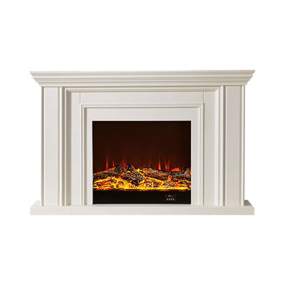 Beige Solid Wood Electric Fireplace