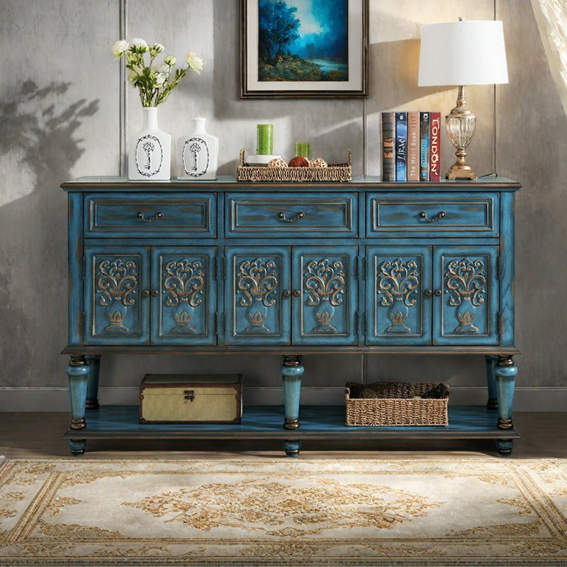 Buffet d'entrée de style rétro américain, Bleu