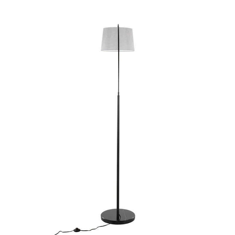 March Contemporary Floor Lamp, White Marble/Antique Brass, Gray