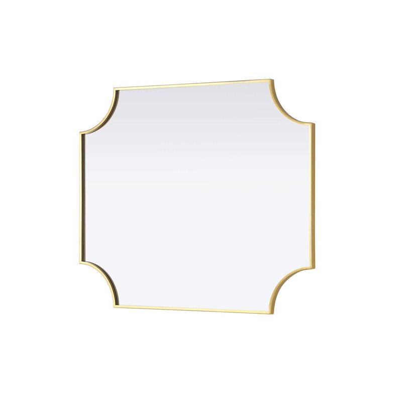 Notched Metal Mirror 30x36 inch in Brass, Brass, 36" x 30"