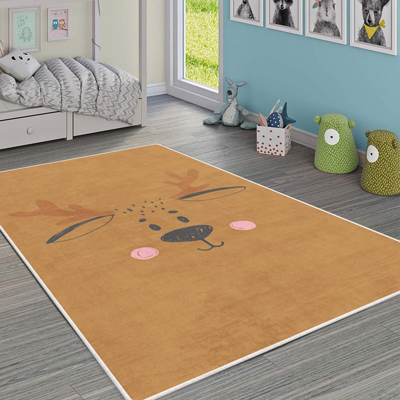 Stylish Woven Carpet , 100% Polyester, Non-Slip Felt Dot Underside | Raschel Knitting, 0.4 in Pile Height | Machine Washable, Digital Print Design | Perfect for Living Room, Bedroom & Office Decor