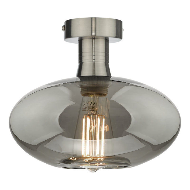 EMERSON 1LT SEMI FLUSH CW SMOKED GLASS, Antique Chrome
