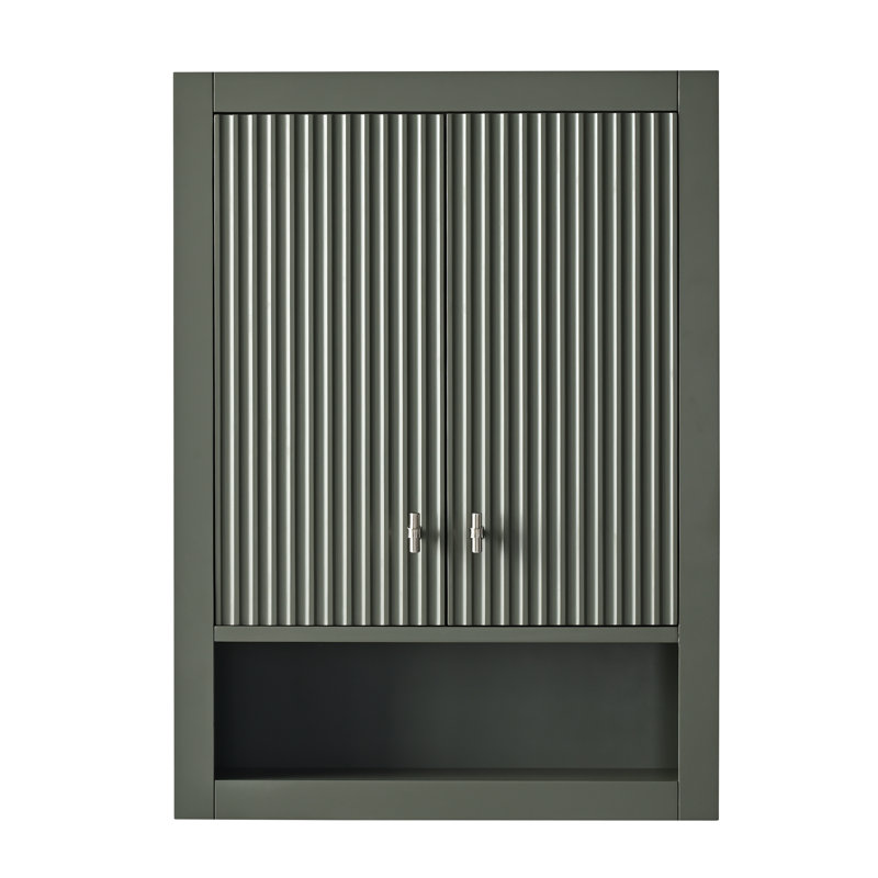 Wall Bathroom Shelves, Vintage Green, Brushed Nickel