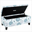 Repose-pieds avec rangement à motif floral et repose-pieds multifonctionnel pour le salon / la chambre à coucher | Noir | Bois-1970871898