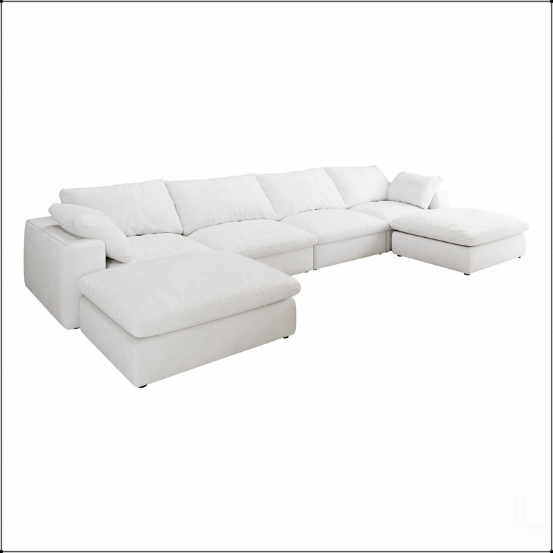 Canapé modulaire Cloud avec 2 repose-pieds de rangement et canapé rembourré en U 160,6 po