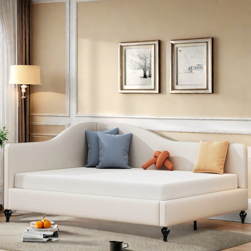 Woothen  Daybed With Solid Wood Legs, Beige, Full/Double