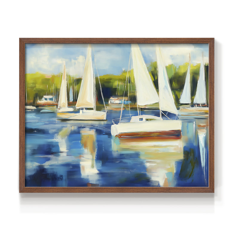 Nautical Series-LXV -Framed Print - Restickable, H 11 po x l 14 po, Walnut