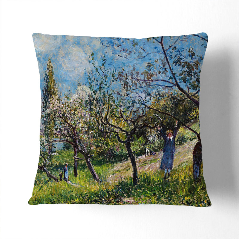 Orchard In Spring Square Throw Cushion, Black, 40cm H x 40cm W x 15cm D