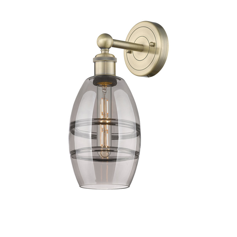 Applique murale en acier Bettylou, Gris fumée clair, H 10,38 po x l 5,88 po x P 7,44 po, Laiton antique