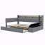 Lit de jour double rembourré avec repose-pieds et tablettes-129865211