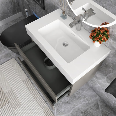 30 po Meuble-lavabo simple mural avec plateau
