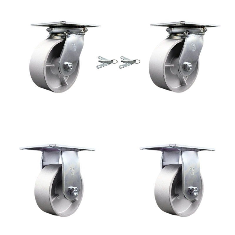 5 Inch Semi Steel Caster Set with Roller Bearing 2 Swivel Lock and 2 Rigid SCC