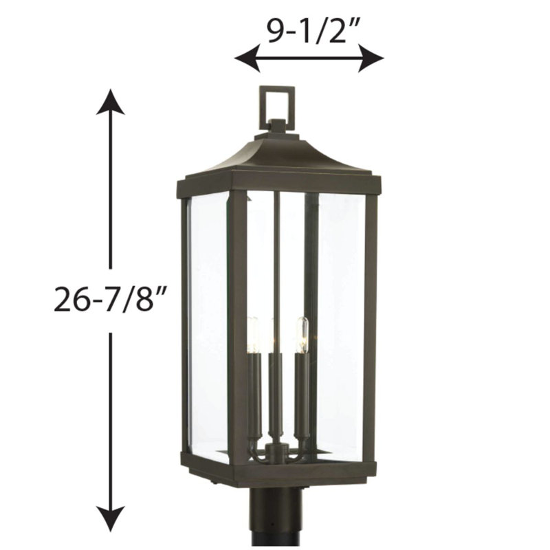 Antique Bronze 3-Light Outdoor Post Lantern with Clear Glass